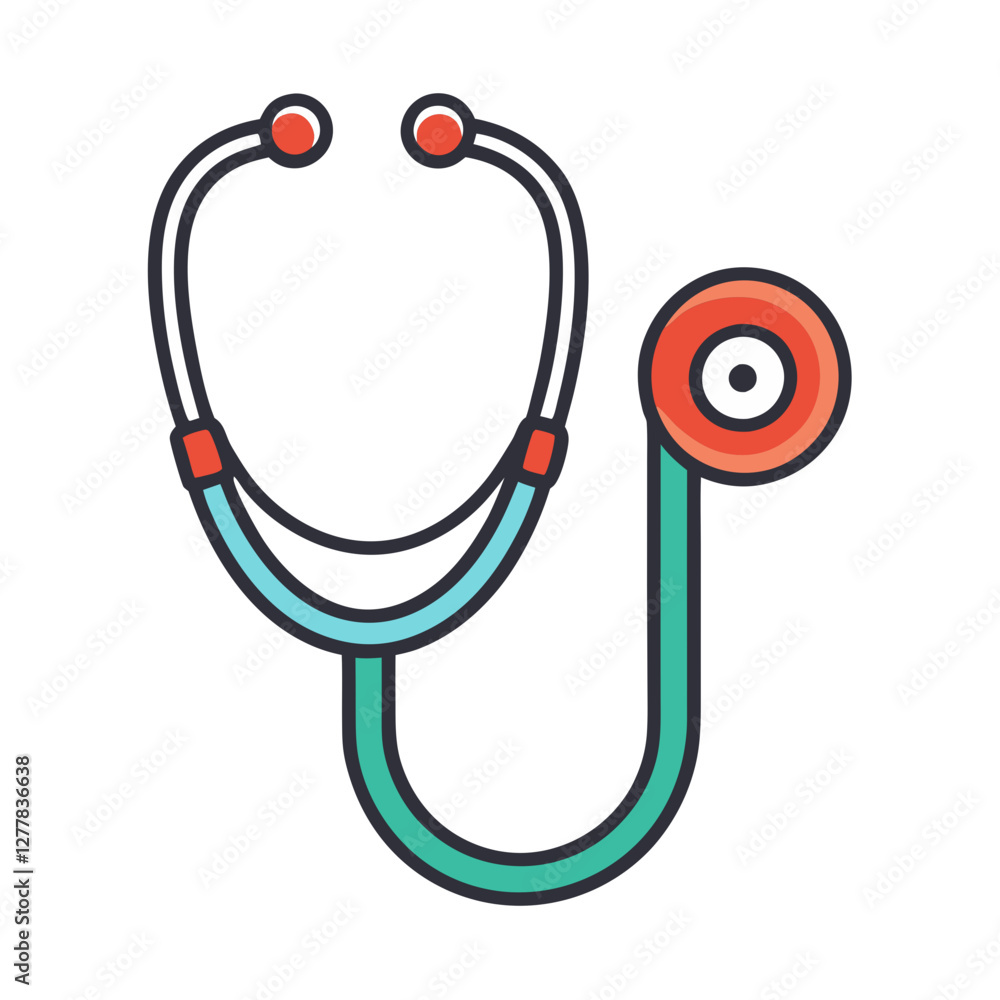 Illustration of a Stethoscope with Colorful Tubing, A vector illustration of a stethoscope with vibrant, colorful tubing and a round chest piece, commonly used in medical examinations.
Illustration of a Stethoscope with Colorful Tubing, A vector illustration of a stethoscope with vibrant, colorful tubing and a round chest piece, commonly used in medical examinations.