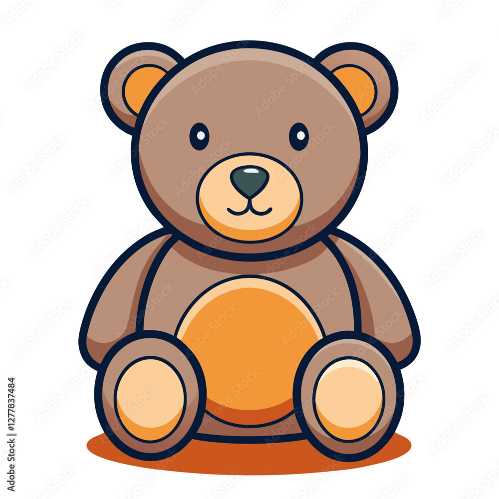 Obraz premium Cute Blue Bear with Orange Details Illustration, An adorable blue bear with orange accents, perfect for children's illustrations, playful themes, or toy-related designs. 