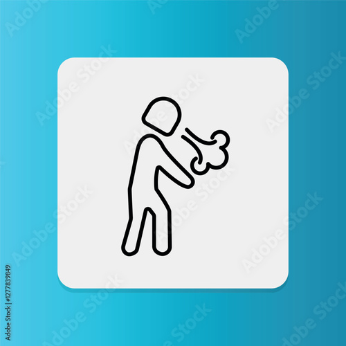 Shortness of breath icon. Editable stroke. Vector illustration	

