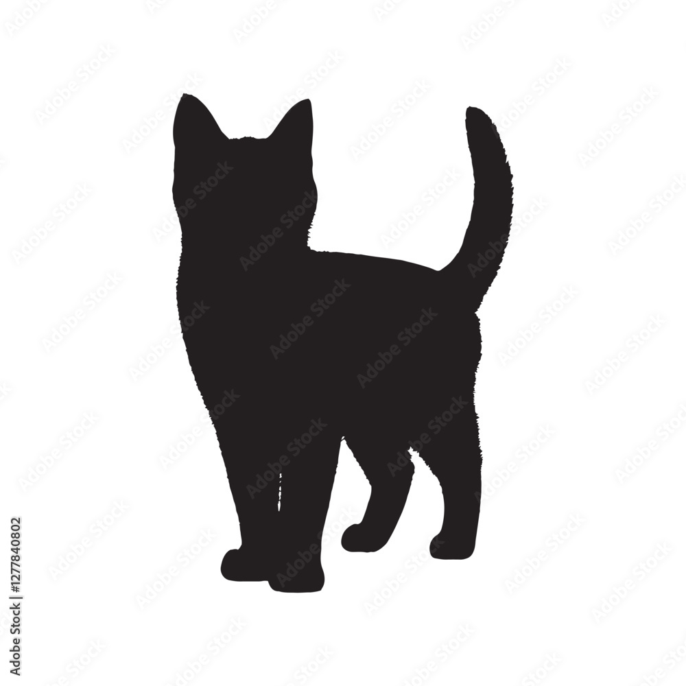 Obraz premium Cat Silhouette - Artistic Cat Shadow for Printables - Cat Vector - Cat Illustration - Minimalist Cat Silhouette - Cat Vector - Cat Digital Art 