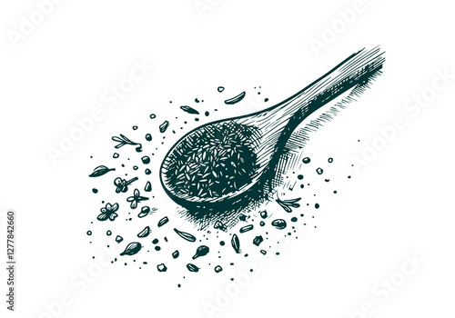 Herbs and Spices Hand Drawn Illustration Sketch Vector Isolated