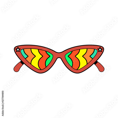 Funky Retro Sunglasses - Colorful Pattern Lens Vector Illustration