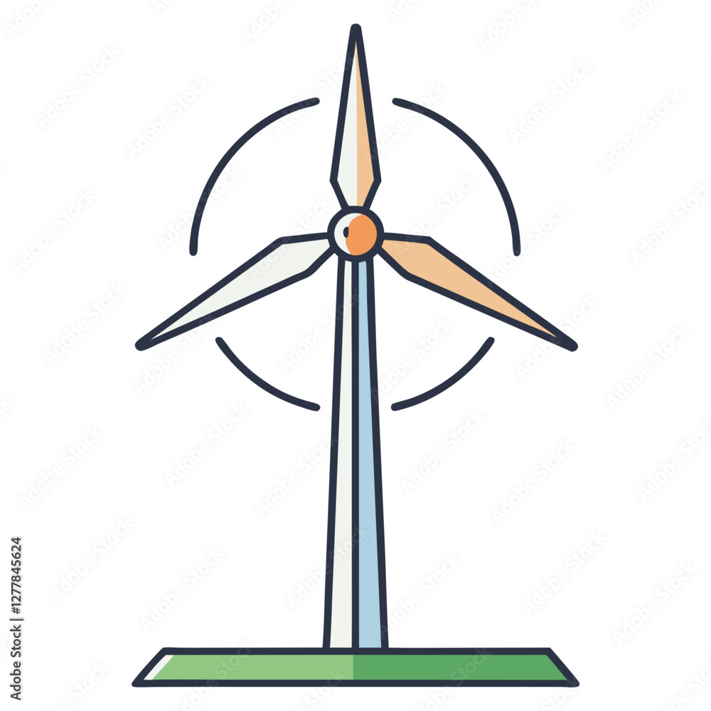 Wind Turbine with Spinning Blades and Motion Effect Vector, A vector illustration of a wind turbine with spinning blades and a motion effect, symbolizing renewable energy and sustainability.
Wind Turbine with Spinning Blades and Motion Effect Vector, A vector illustration of a wind turbine with spinning blades and a motion effect, symbolizing renewable energy and sustainability.