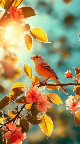 Sunny day, blooming flowers. AI.