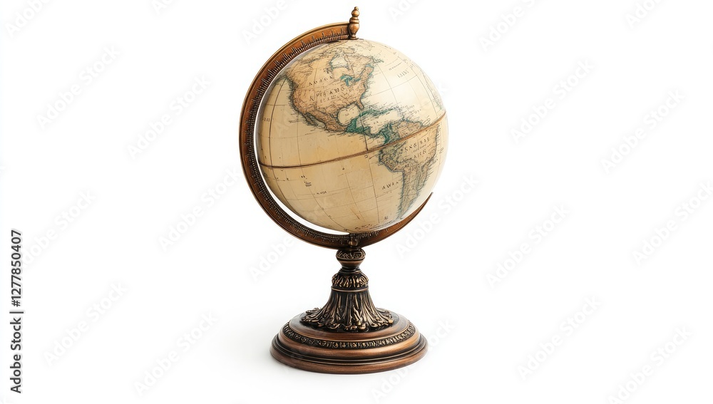 Antique brass globe on white background Antique brass globe on white background
