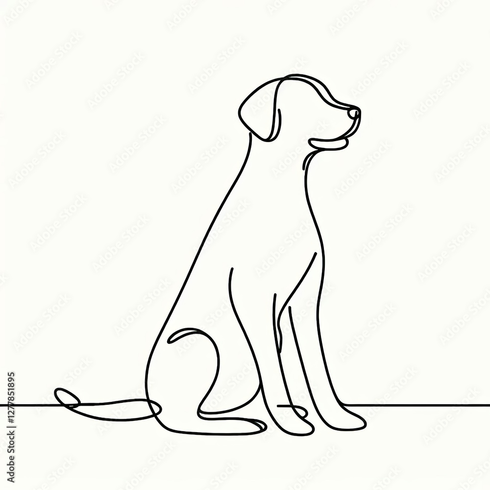 Obraz premium Minimalistic one line illustration of a Dog sitting
