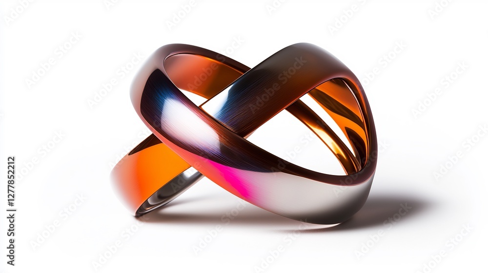 Abstract Intertwined Three Dimensional Shape in Gradient Red and Orange Colors Abstract Intertwined Three Dimensional Shape in Gradient Red and Orange Colors