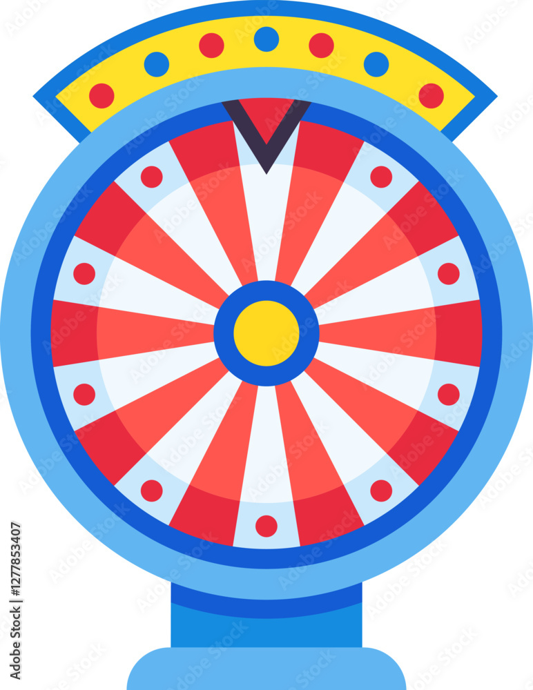 Obraz premium Wheel of fortune spinning, offering exciting opportunities for winning prizes and experiencing the thrill of chance in games, amusement parks, and casinos