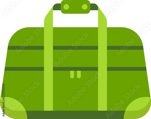 Green travel bag featuring a sturdy handle and convenient zipper closure, perfect for carrying belongings on trips and adventures while ensuring easy packing and storage