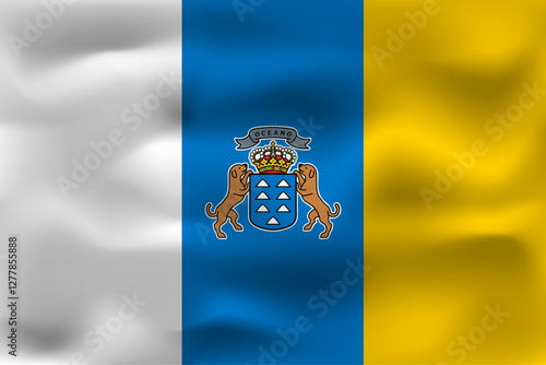 Flag of the Canary Islands, Flag background, waving flag. Vector illustration