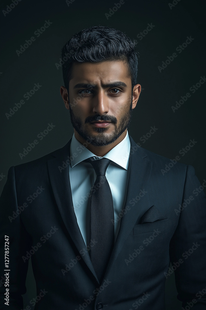 Portrait of a Man in a Dark Suit Serious Expression Portrait of a Man in a Dark Suit Serious Expression