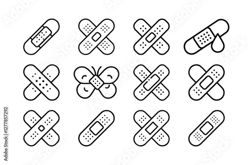 Collection of Simple Line Art Band-Aids