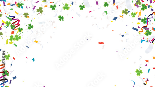 Saint Patrick's Day horizontal with balloons on  background. Confetti,