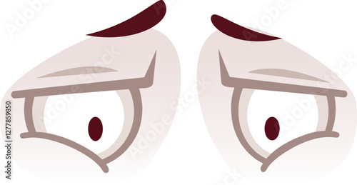 Cartoon illustration featuring a pair of suspicious eyes glancing sideways, expressing disapproval and distrust while conveying a sense of concern and worry