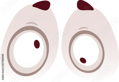 Cartoon eyes expressing surprise, featuring raised eyebrows and small pupils, vividly conveying feelings of astonishment and wonder with a playful, whimsical character
