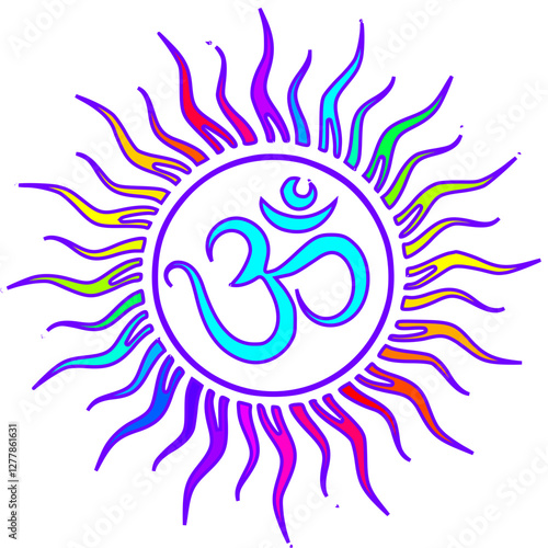 Mantra Om Mandala Rainbow Colors