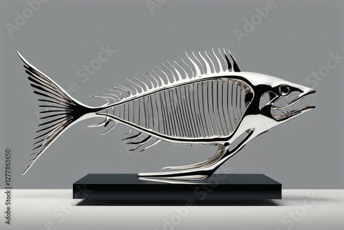 Silver fish skeleton figuri...