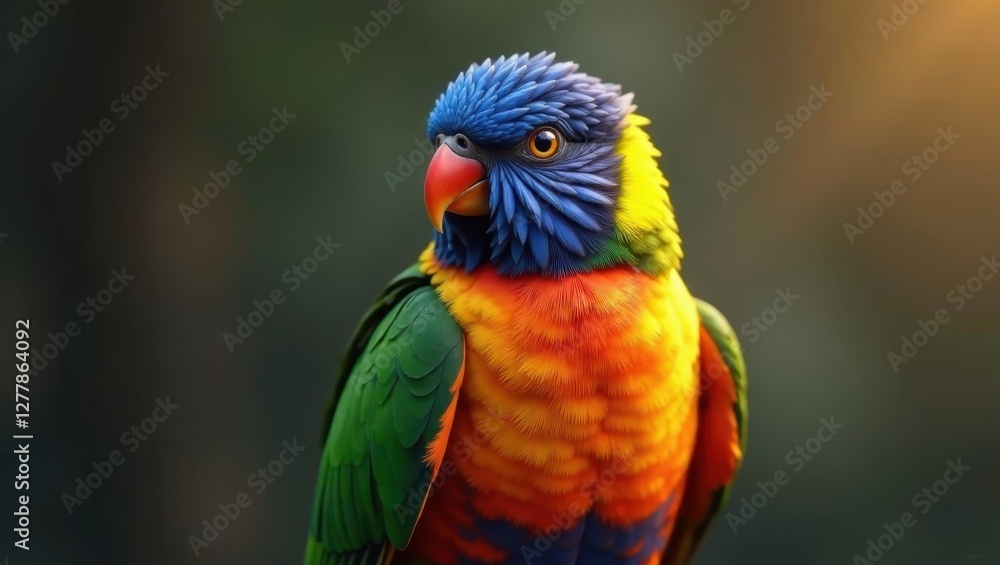 Vibrant Rainbow Lorikeet Portrait A Close-Up of a Colorful Bird with Vivid Green, Blue, Orange, and Yellow Feathers Vibrant Rainbow Lorikeet Portrait A Close-Up of a Colorful Bird with Vivid Green, Blue, Orange, and Yellow Feathers