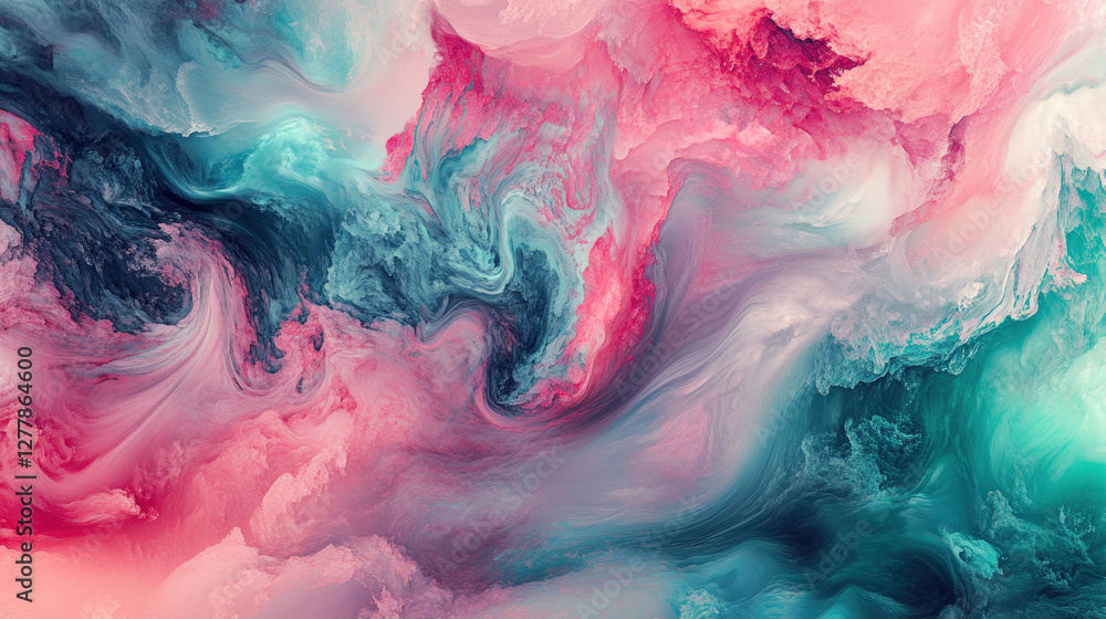A mesmerizing blend of pink and teal colors in a fluid abstract swirl, evoking a dreamy and peaceful mood
A mesmerizing blend of pink and teal colors in a fluid abstract swirl, evoking a dreamy and peaceful mood