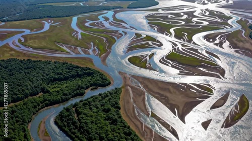 Wallpaper Mural Explore stunning river patterns in a breathtaking landscape of lush greenery and shimmering waters Torontodigital.ca