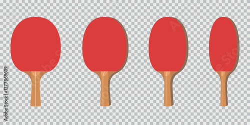 Ping pong paddle from different angles flat vector illustration. Table tennis sports equipment clipart. Sport and recreation, active game concept, eps 10