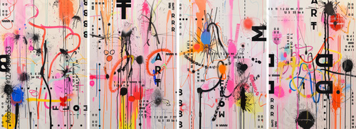 Abstract vector modern cover. Colorful backdrop with black accents, splashes of colors and paint spots. Posters with brush strokes and textures to create an artistic background for design projects.