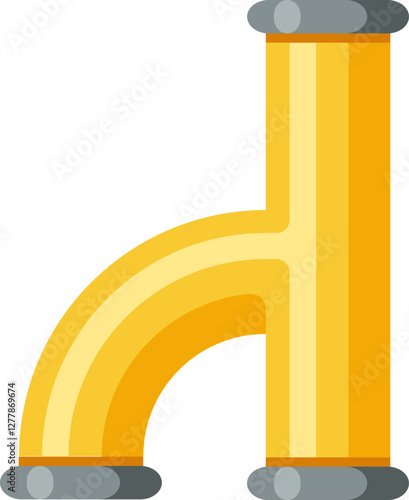 Yellow pipe fitting creating a bypass for plumbing system, diverting water flow in a specific direction, ensuring efficient water management and preventing potential blockages