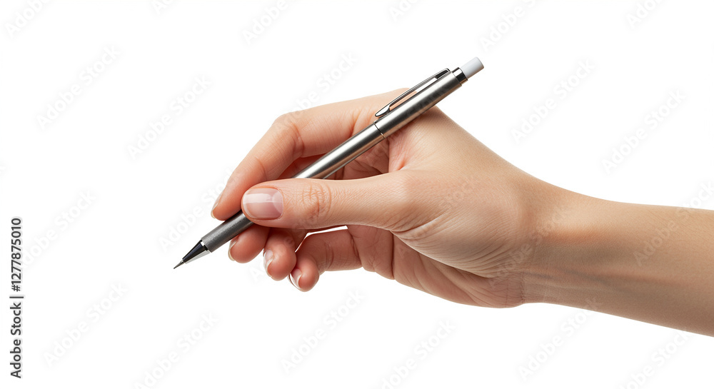Pen in hand writing on white background. Hand holding pen ready to write. Writing pen in hand Pen in hand writing on white background. Hand holding pen ready to write. Writing pen in hand