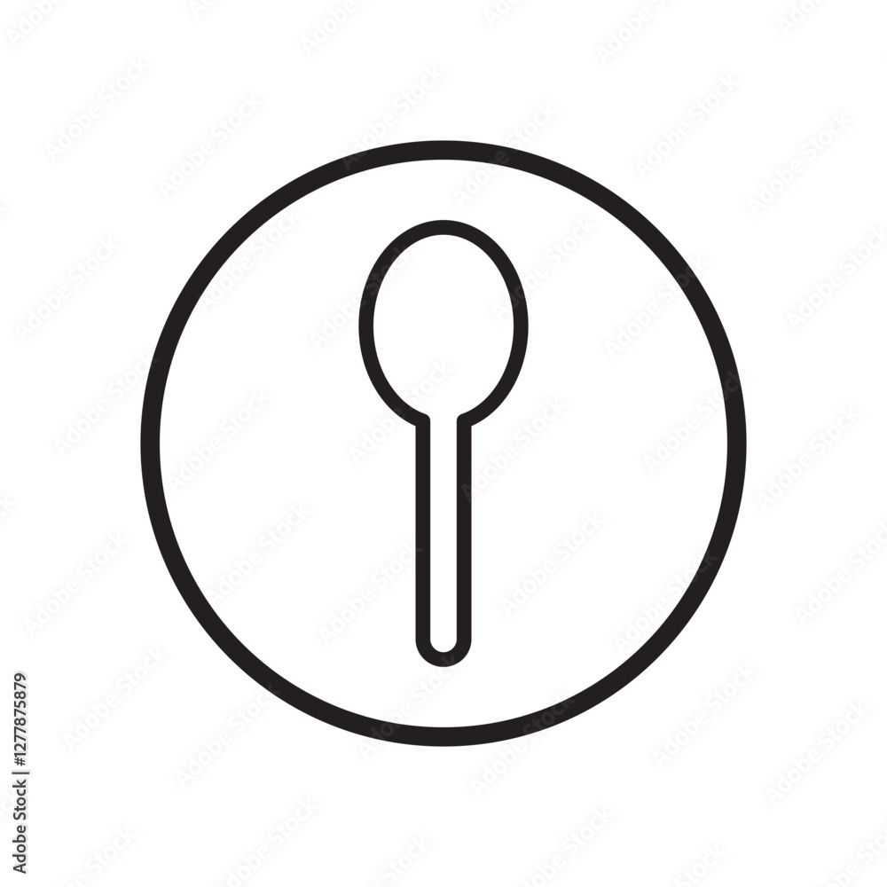 Spoon vector. Restaurant utensil symbol. Dinner dish or plate with spoon and fork sign outline for apps and websites. Flat vector illustration Spoon vector. Restaurant utensil symbol. Dinner dish or plate with spoon and fork sign outline for apps and websites. Flat vector illustration