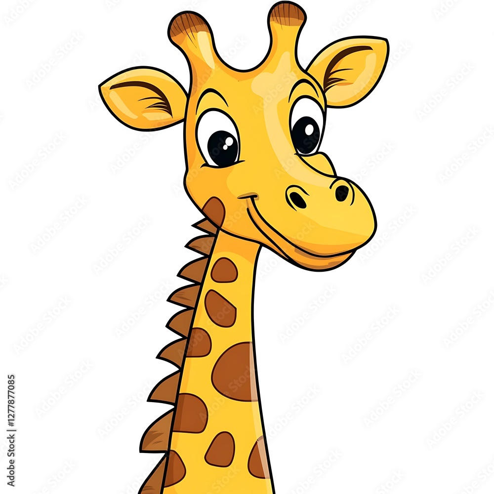 Obraz premium Adorable Cartoon Giraffe Head - Friendly Animal Illustration.