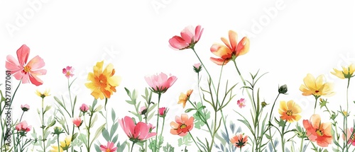 Wallpaper Mural Creative floral arrangement of vibrant flowers in a whimsical design on a crisp white background, perfect for nature-inspired branding and decorative projects Torontodigital.ca