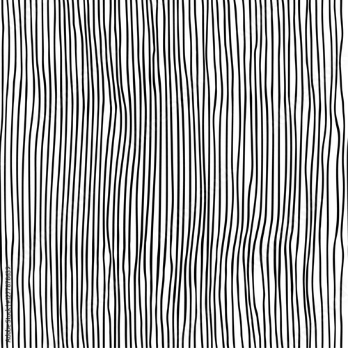 Seamless vector design for textiles, wallpapers, and prints. Hand drawn thin black wavy vertical lines pattern on a white background.