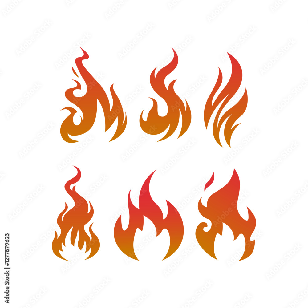 Set of red and orange fire flame template, Bonfire images vector Set of red and orange fire flame template, Bonfire images vector