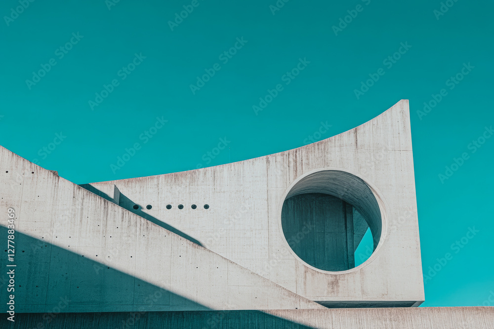Unique geometric structure under clear blue sky showcasing modern architectural design Unique geometric structure under clear blue sky showcasing modern architectural design