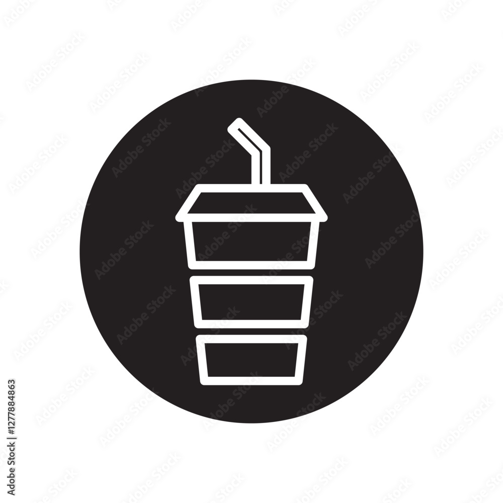 Beverage or soft drink with straw flat vector silhouette icon for food apps and websites Beverage or soft drink with straw flat vector silhouette icon for food apps and websites