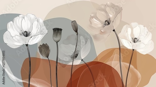 Abstract floral art with soft color palette