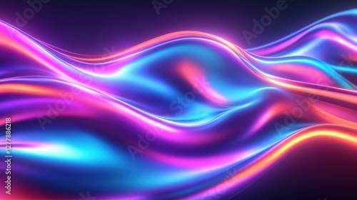 Wallpaper Mural Vibrant neon waves of light: abstract fluid design with colorful gradient hues Torontodigital.ca