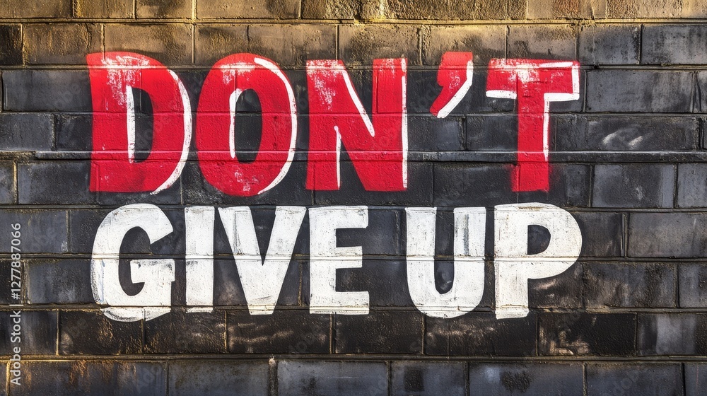 Motivational message on a graffiti wall encouraging perseverance and positivity Motivational message on a graffiti wall encouraging perseverance and positivity