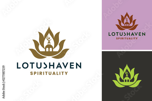 The "Lotus Haven" logo symbolizes the harmony between spirituality and nature, making it ideal for cultural or wellness organizations. EPS Layered File