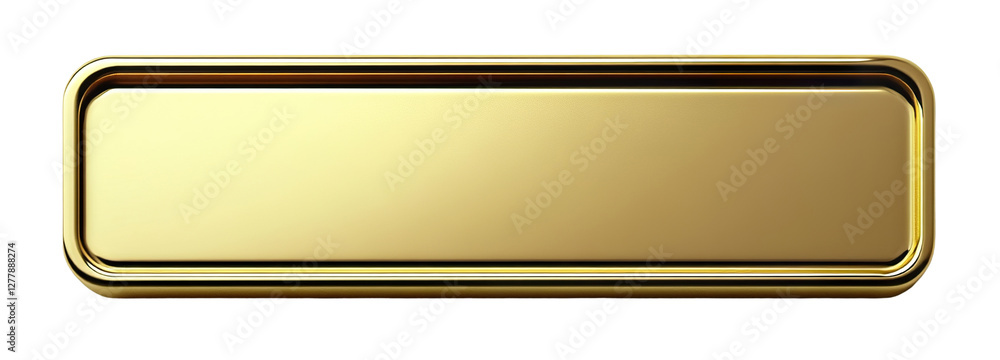 Blank golden nameplate, isolated on transparent background, suitable for personalization or branding Blank golden nameplate, isolated on transparent background, suitable for personalization or branding