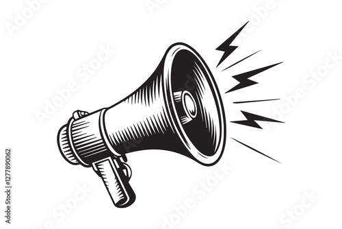 Vintage Megaphone with Sound Waves Illustration vector