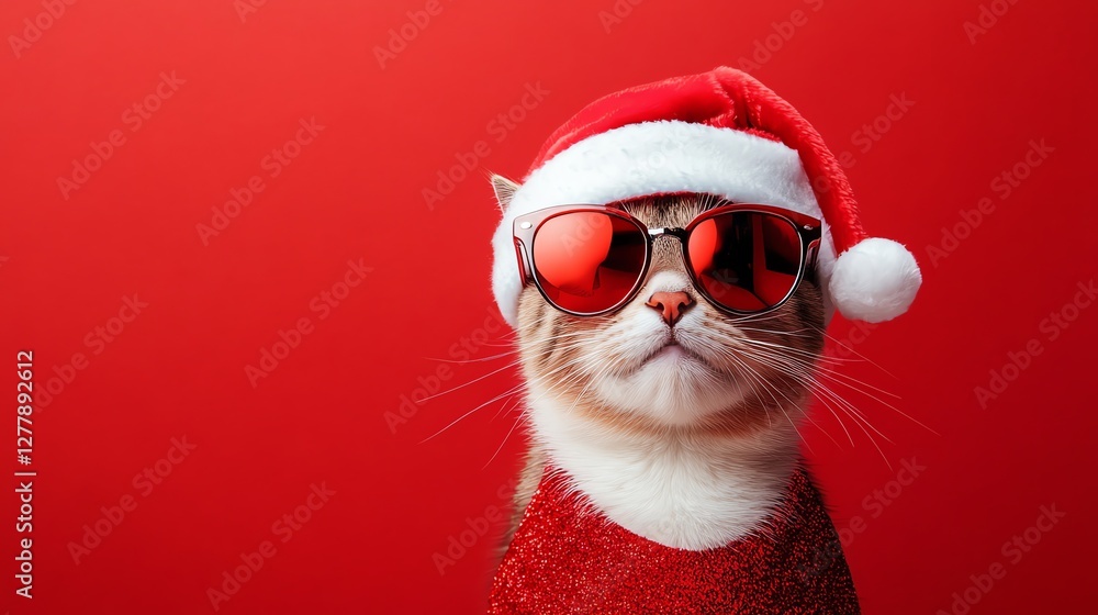 A festive Merry Christmas card featuring a cool puppy and Cat dressed as Santa with sunglasses. Playful, joyful, and perfect for holiday celebrations! A festive Merry Christmas card featuring a cool puppy and Cat dressed as Santa with sunglasses. Playful, joyful, and perfect for holiday celebrations!