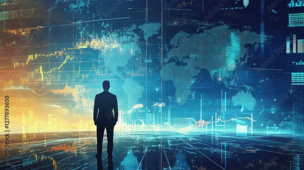 Global Business Vision, A Man Contemplates the Worldwide Digital Landscape Global Business Vision, A Man Contemplates the Worldwide Digital Landscape