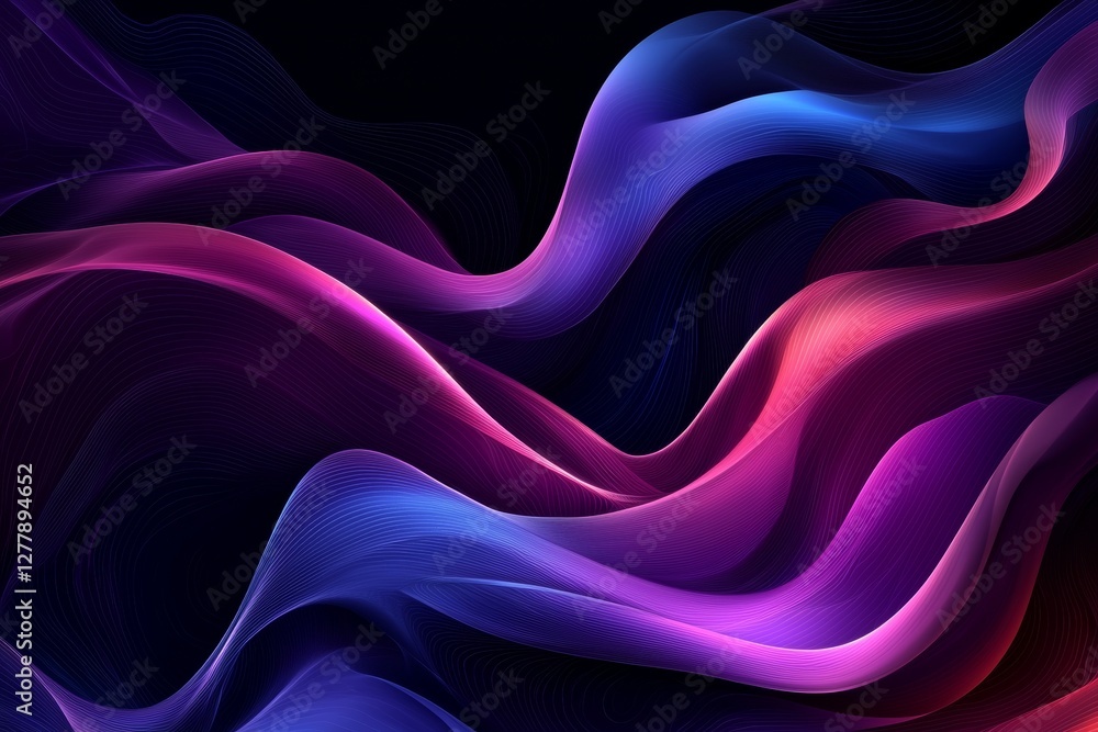Obraz premium Colorful Waves of Light Create an Abstract Display in a Dark Environment. Generative AI