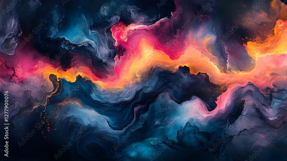 Fototapeta premium Abstract red and orange flames burn hot against a dark sky