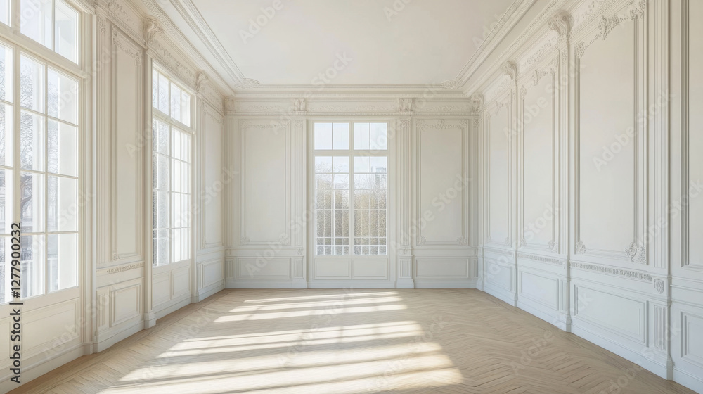 Obraz premium white classic modern empty living room with sunlight.