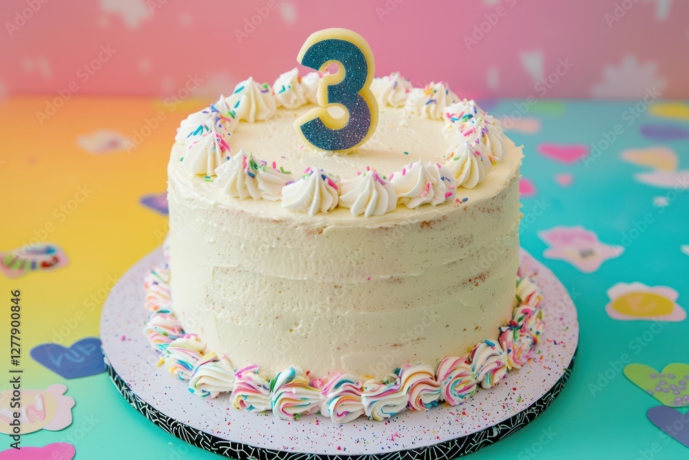 Bright cake, 2 candles, white backdrop, plenty of copy space. Bright cake, 2 candles, white backdrop, plenty of copy space.