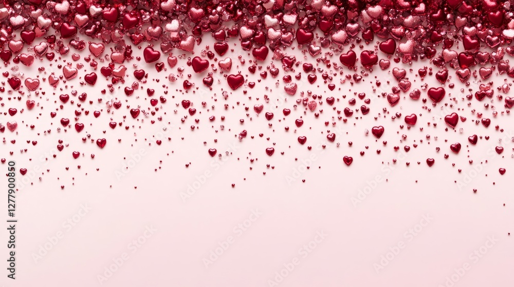 Festive background with red and pink hearts Festive background with red and pink hearts