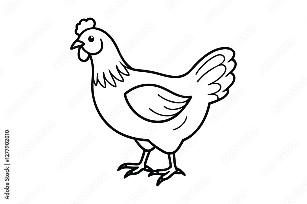 line art chicken silhouette with vector Drawing Illustration line art chicken silhouette with vector Drawing Illustration