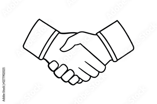 Business agreement  handshake icon line art vector Drawing Illustration